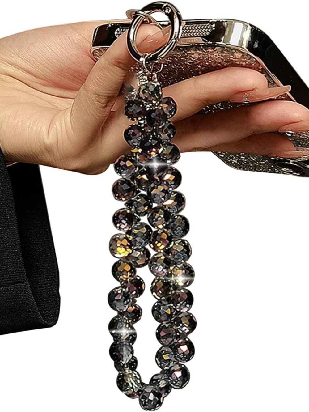 Beaded Phone Wrist Strap, Black